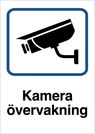 Skylt Kameraövervakning vit med svart kamera