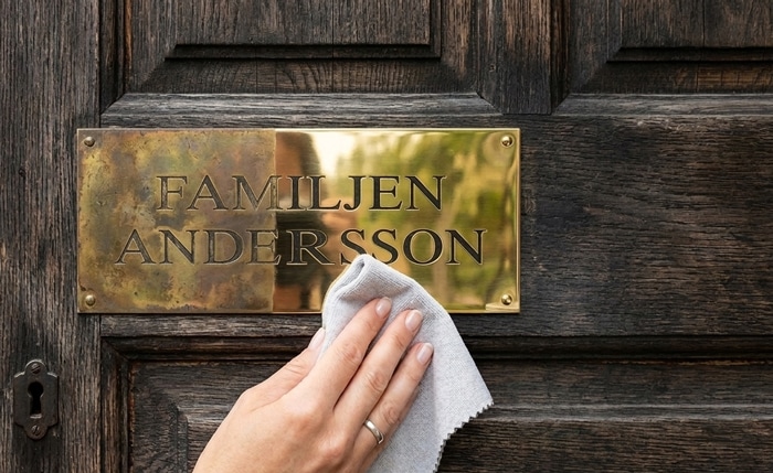 Skötselråd för skyltar, mässing, plast, aluminium: putsa