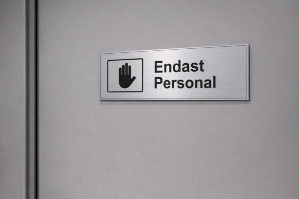 Endast Personal skylt aluminium