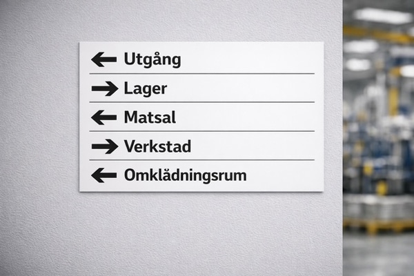 Industriskylt hänvisningsskylt Skyltdax 