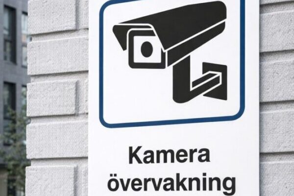 Övervakningsskylt kamera fasad skyltdax