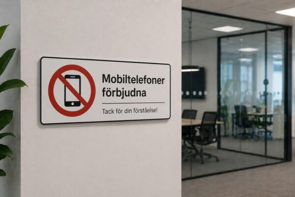 Kontorsskylt förbudsskylt mobiltelefon Skyltdax 