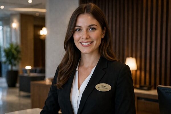 Namnskylt receptionist mässing hotellskyltar skyltdax