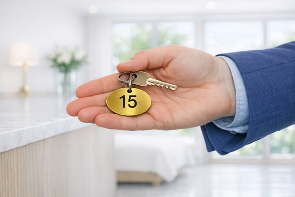 Märkskylt nyckelbricka guld med svarta siffror rumsnummer Skyltdax 