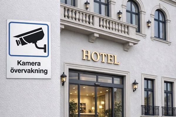 Övervakningsskylt bild på kamera med text kamera övervakning Skyltdax