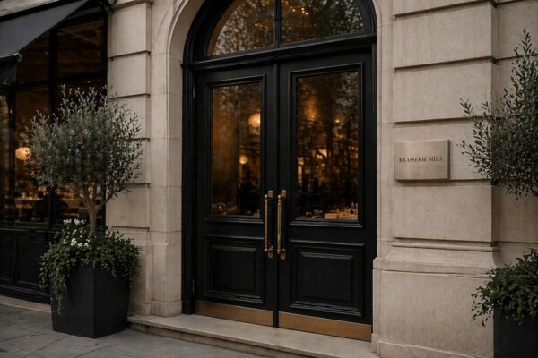 Restaurangskylt entrëskylt förnicklad mässing Skyltdax