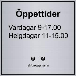 Välkommenskylt i aluminium med öppettider