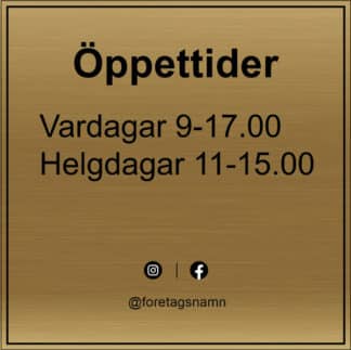 Välkommenskylt i mässing med öppettider