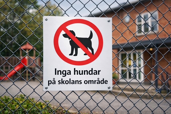 Förbudsskylt förbud mot hudar på skolgården Skyltdax 