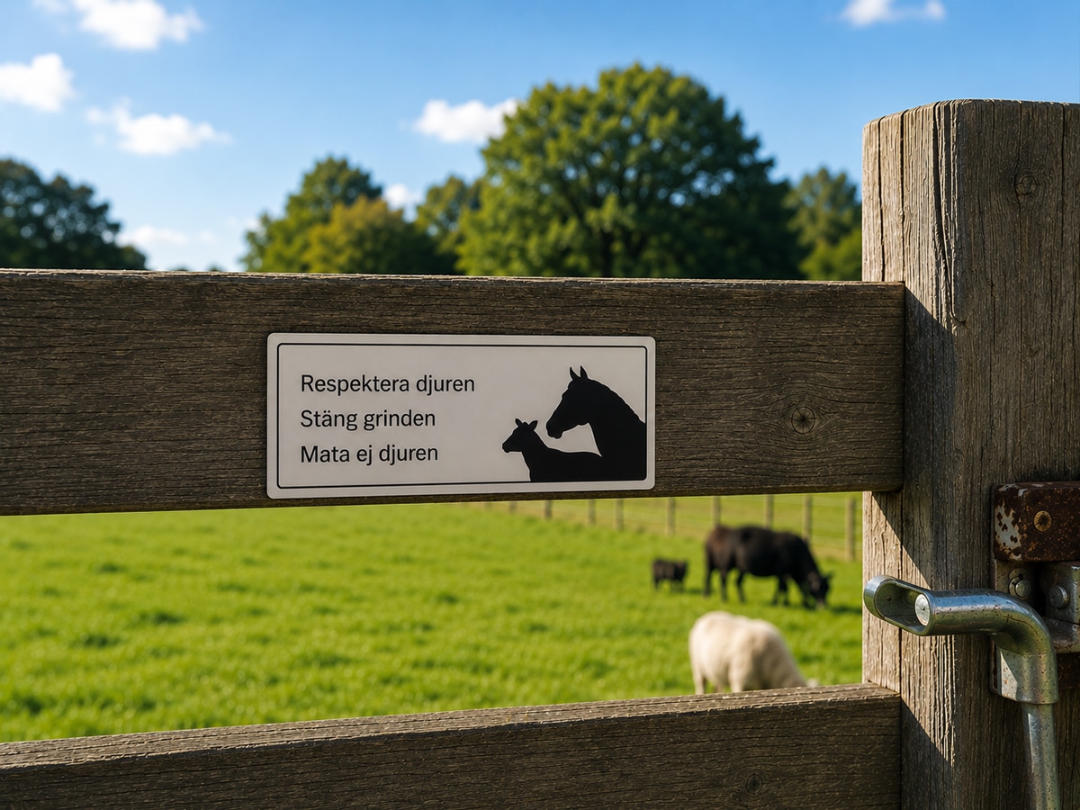 Djurskyltar information förhållningsregler till djuren