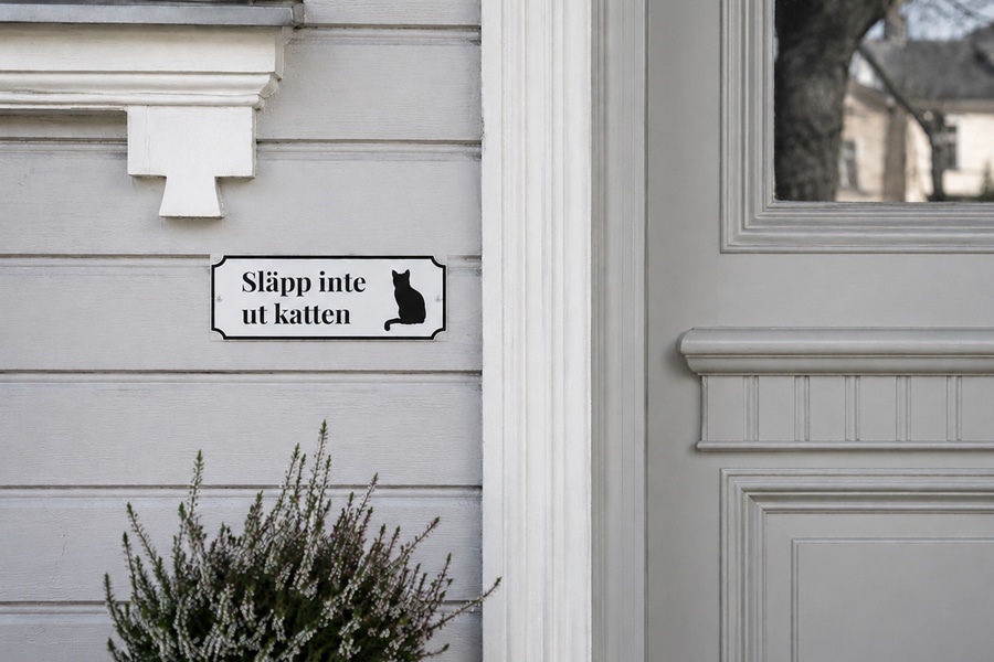 Kattskylt släpp inte ut oss Skyltdax