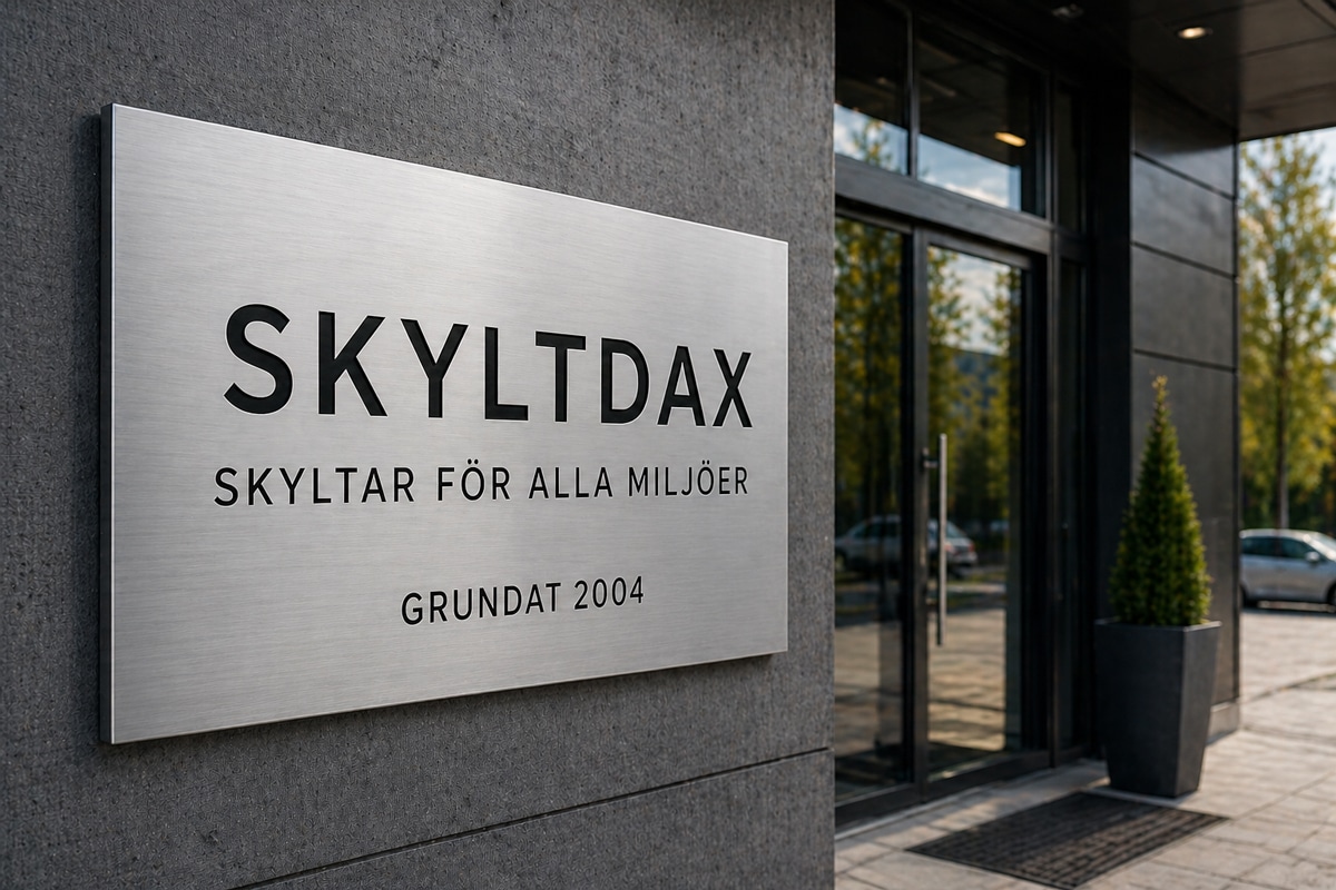 Entréskylt material aluminium Skyltdax