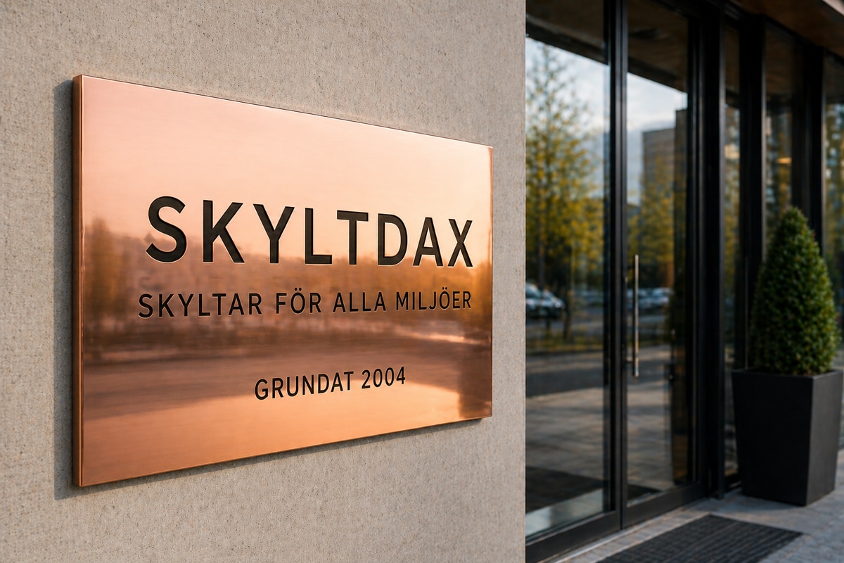 Entrëskylt material koppar Skyltdax
