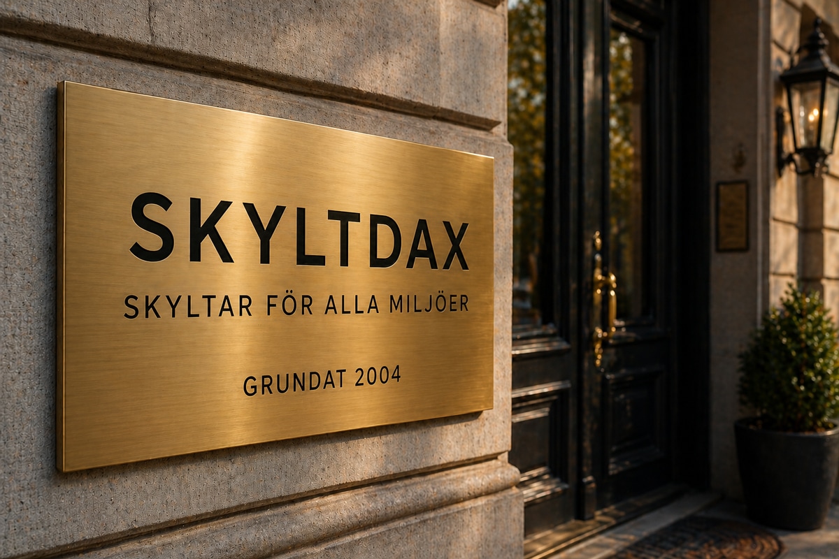 Entréskylt material mässing Skyltdax