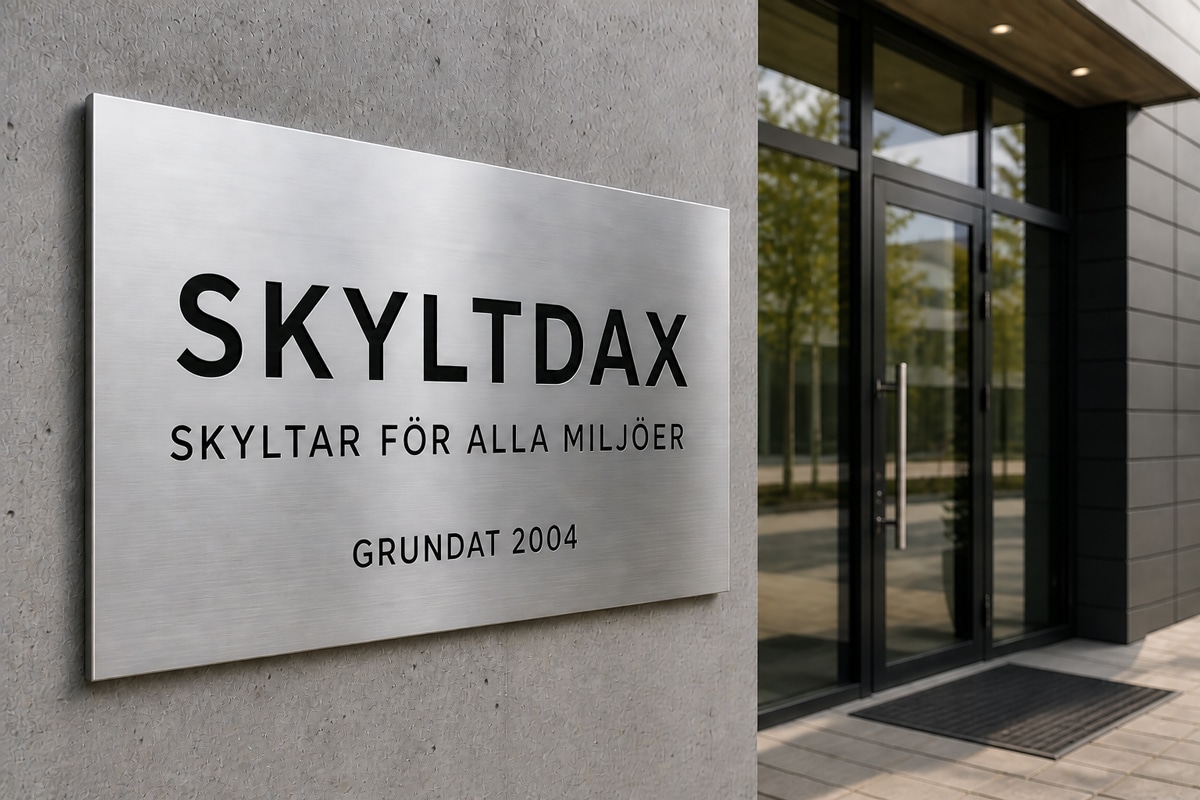 Entréskylt rostfritt stål Skyltdax