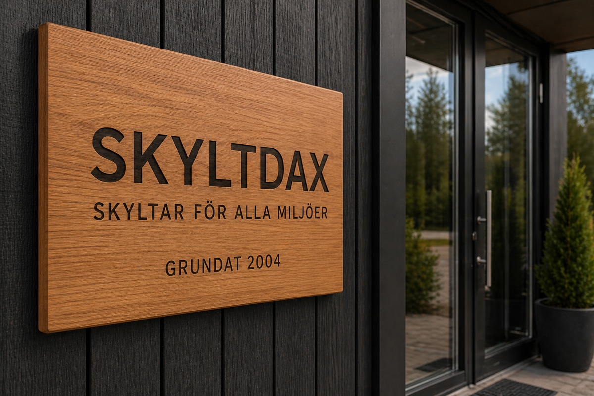 Entréskylt material trä Skyltdax