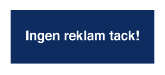 Ingen reklam tack, större skylt i orange plast